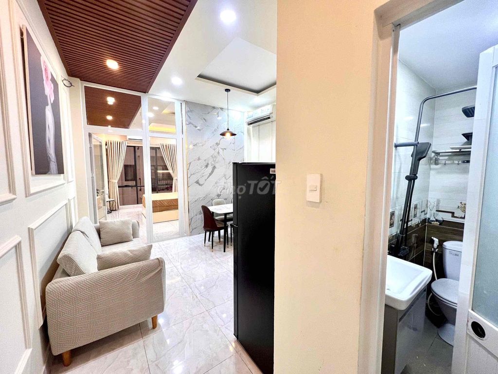 The drug family, Bình Thạnh – apartment 1st bedroom 48 M2, full interior, sofa.