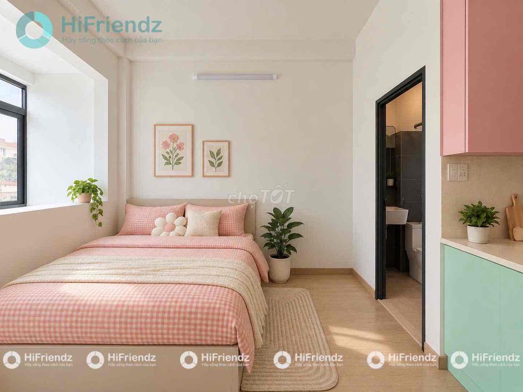 Off the edge of the flat one bedroom with windows-full interiors.