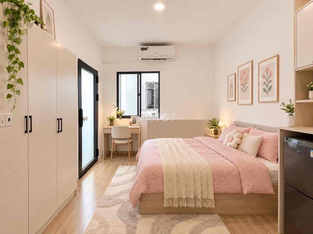 Off the edge of the flat one bedroom with windows-full interiors.