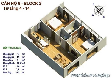 Tân Bình Apartment 2 bedrooms 2 are 9.5 million.