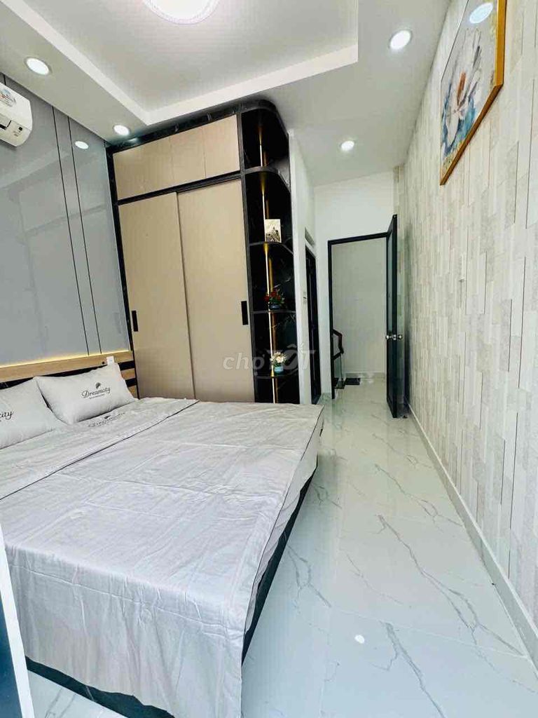New house built two rooftops with furniture.