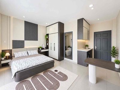 Two super bedrooms 4 people in the carefree interior of their own washing machine_75 M2