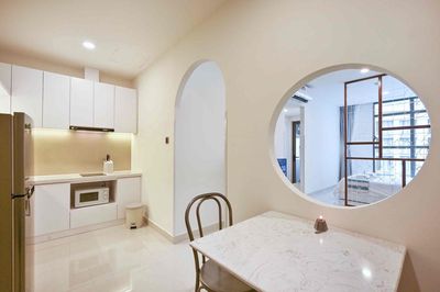 The apartment has a full bedroom of Saigon Royal District 4 furniture.
